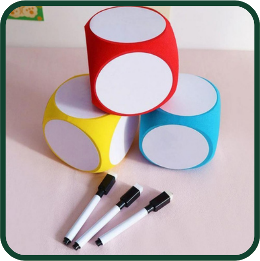 Erasable foam dice